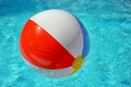 Colorful beach ball floating in swimming pool. Space for text Royalty Free Stock Photo