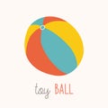 Colorful beach ball vector illustration. White, red, yellow and blue beach ball. Cartoon vector eps 10 illustration