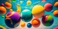 Colorful beach balls floating in the pool Generative AI Royalty Free Stock Photo
