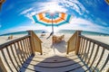 Colorful Beach Boardwalk and Pier on a Sunny Day