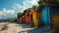 Colorful Beach Cabins in France - AI Generated