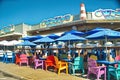 Colorful Beach Chairs at Seafood Restaurant