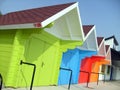 Colorful beach chalets by seaside Royalty Free Stock Photo