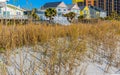 Colorful Beach Houses Behind The Sand Dunes of Surfside Beach Royalty Free Stock Photo