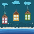Colorful Beach Houses For Sale / Rent. Real Estate Royalty Free Stock Photo
