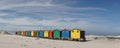 Colorful Beach Huts at Muizenberg Beach along the Garden Route near Cape Town, South Africa. Royalty Free Stock Photo