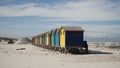 Colorful Beach Huts at Muizenberg Beach along the Garden Route near Cape Town, South Africa. Royalty Free Stock Photo