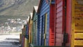 Colorful Beach Huts at Muizenberg Beach along the Garden Route near Cape Town, South Africa. Royalty Free Stock Photo