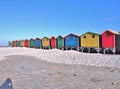 Colorful beach huts at Muizenberg, South Africa. Royalty Free Stock Photo