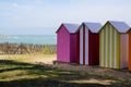 Colorful beach huts at oleron island by the Sea west french coast Royalty Free Stock Photo