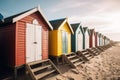 Colorful beach huts. Generate Ai