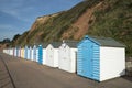 Colorful Beach Huts at Seaton, Devon, UK. Royalty Free Stock Photo