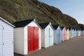 Colorful Beach Huts at Seaton, Devon, UK.