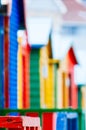 Colorful beach huts at St. James Bay near Simons Town Western Ca Royalty Free Stock Photo