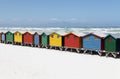 Colorful Beach Huts on White Sandy Beach Royalty Free Stock Photo