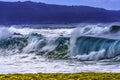 Colorful Beach Large Wave Waimea Bay North Shore Oahu Hawaii Royalty Free Stock Photo