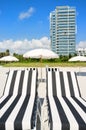 Colorful beach lounge chairs Royalty Free Stock Photo