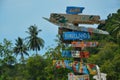 Colorful Beach Signpost in Thailand