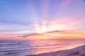 Colorful beach sunrise with sunrays shot in Fort Lauderdale, Florida Royalty Free Stock Photo