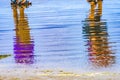 Colorful Beach Tourists Reflections Canon Beach Oregon