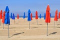 Colorful beach umbrellas in Deauville Royalty Free Stock Photo