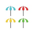 Colorful beach umbrellas set isolated on white background. Royalty Free Stock Photo