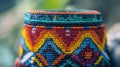 Colorful Beaded Container Artistic Tribal Design Royalty Free Stock Photo