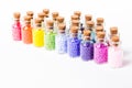 Colorful beads in the bottles Royalty Free Stock Photo