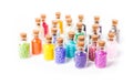 Colorful beads in the bottles Royalty Free Stock Photo