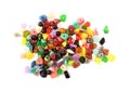 Colorful beads. Glass, seed beads and felted beads for jewelry making on white background Royalty Free Stock Photo