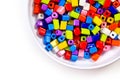 Colorful beads for needlework, used to make bracelets, beads and other jewelry Royalty Free Stock Photo