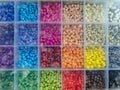 Colorful Beads In Plastic Box Royalty Free Stock Photo