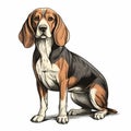 Colorful Beagle Dog Illustration With Realistic Human Figures