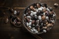 Colorful Beans on Dark Wooden Background