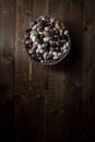 Colorful Beans on Dark Wooden Background