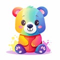 Colorful bear baby design collection for kids. Baby panda smiling collection design for a coloring page. Cute happy baby bear