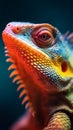 Colorful bearded dragon with an inquisitive expression. AI-generated.