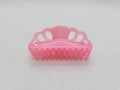 Colorful Beautiful Cute Hair Clip from Plastic Wood Rubber for Girl Fashion Accessories in White Isolated Background Royalty Free Stock Photo