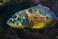 Colorful beautiful Oscar Astronotus ocellatus in habitat