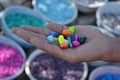 Colorful stones in hand