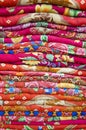 Colorful bed sheets bedding objects in asia market Royalty Free Stock Photo