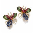 Colorful Bee Earrings With Emerald Rubies And Sapphires