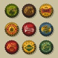 Colorful beer caps vintage set Royalty Free Stock Photo