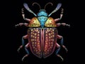 A colorful beetle with lots of spots on it's body. Generative AI image.