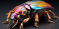 A colorful beetle with a metallic body and legs, AI Royalty Free Stock Photo