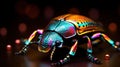 A colorful beetle with a shiny body and bright colors, AI