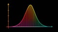 Colorful Bell Curve Graph Showing a Normal Distribution With Gradient Effect on Black Background Royalty Free Stock Photo
