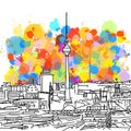 Colorful Berlin Skyline Sketch Royalty Free Stock Photo