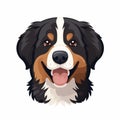 Colorful Bernese Mountain Dog Cartoon Face Illustration Royalty Free Stock Photo