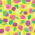 Colorful berries seamless pattern background design. Summer fruit berry print